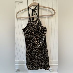 Leopard Print Mini Halter Dress - A New Day - Size XS